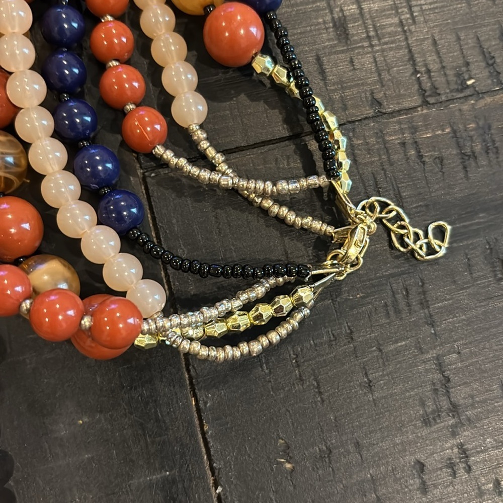 Long Statement Layered Bead Multicolor Beaded Nec… - image 2